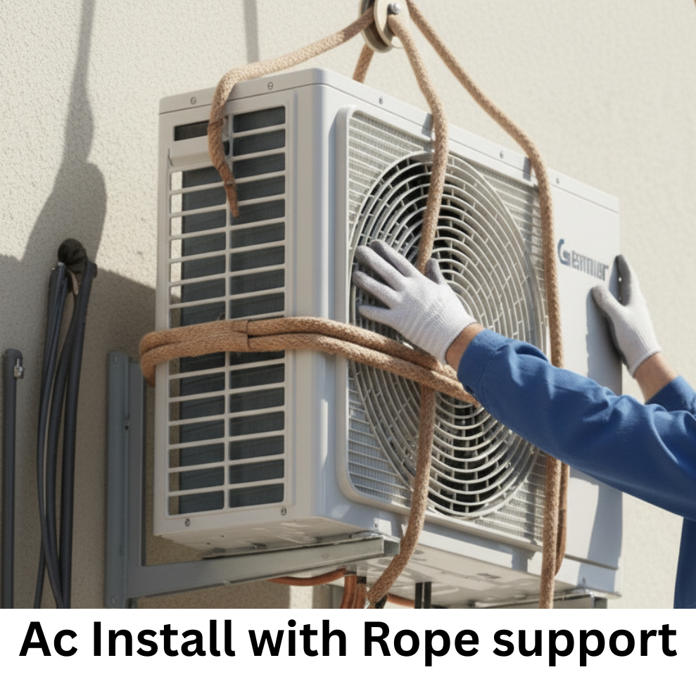 AC installation with Rope support
